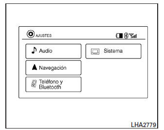 Nissan Note. Botones del tablero de control - pantalla color con sistema de navegación (solo si está equipado)