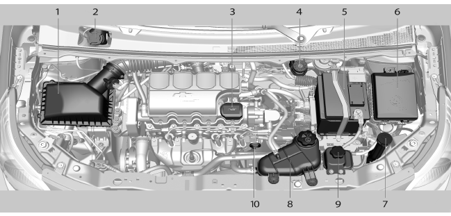 Chevrolet Cobalt. Vista del compartimento del motor 